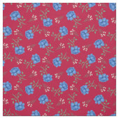 Blaue Rose auf Red Calico Stoff (Muster)