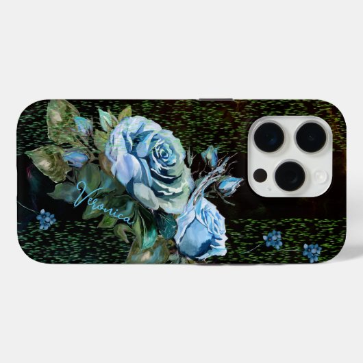 Blaue Rose auf schwarz Case-Mate iPhone Hülle (Rückseite (Horizontal))