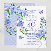 Blaue Rose Band 40. Geburtstagseinladung