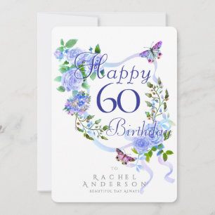 Blaue Rose Band zum 60. Geburtstag Feiertagskarte