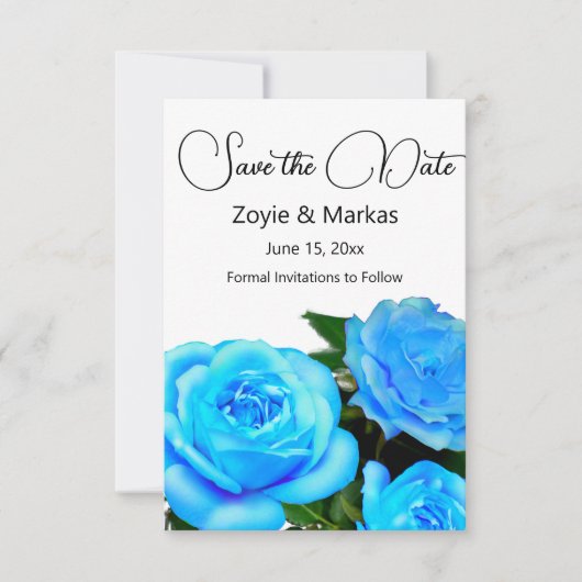 Blaue Rose blaue Blumen Save The Date (Vorderseite)