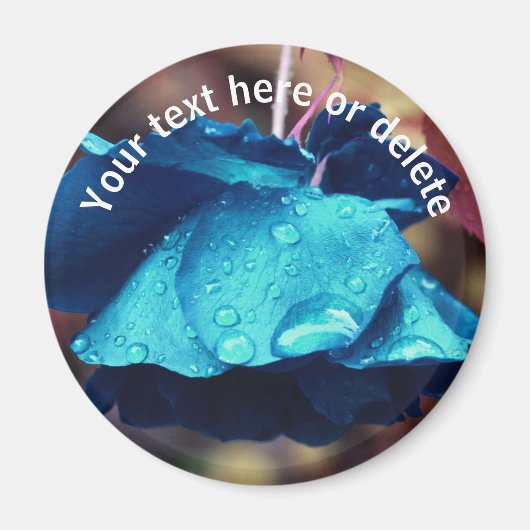 Blaue Rose Blume Abstrakt Personalisiert Magnet (Vorne)