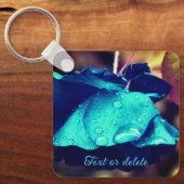Blaue Rose Blume Abstrakt Personalisiert Schlüsselanhänger (Vorderseite)