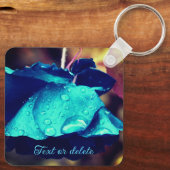 Blaue Rose Blume Abstrakt Personalisiert Schlüsselanhänger (Rückseite)