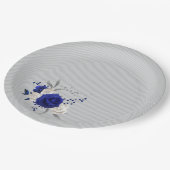 Blaue Rose Blume grau Pappteller (Schrägansicht)