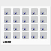 Blaue Rose Blume grau Quadratischer Aufkleber (Blatt)