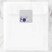 Blaue Rose Blume grau Quadratischer Aufkleber (Tasche)