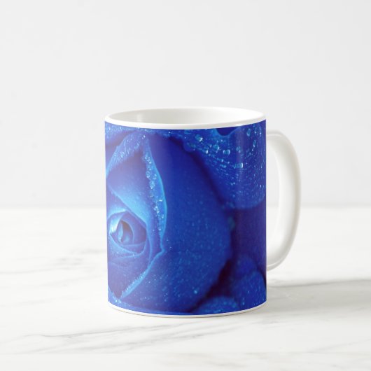 Blaue Rose Blume Kaffeetasse (VorderseiteRechts)