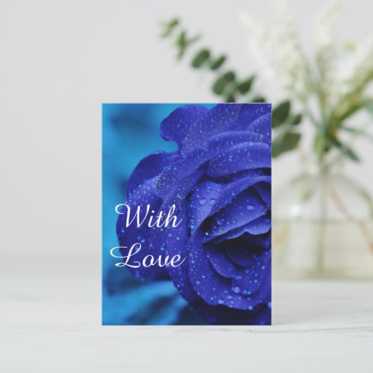 Blaue Rose Blume Postkarte (Stehend Vorderseite)