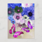 BLAUE ROSE, BLUME UND SCHALTFLÄDEN, Blumenoster Postkarte (Vorderseite)