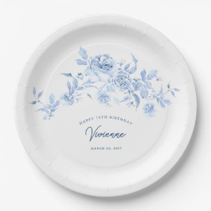 Blaue Rose Blumenbezug der 70. Geburtstagspartei Pappteller