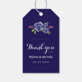 Blaue Rose Blumenkohle Vintage Gastgeschenk Hochze Geschenkanhänger (Vorderseite)