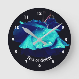 Blaue Rose Blumenkunst individuell Runde Wanduhr