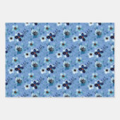 Blaue Rose Blumenmuster Aquarellkunst Geschenkpapier Set (Vorderseite 3)