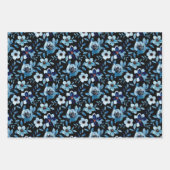 Blaue Rose Blumenmuster Aquarellkunst Geschenkpapier Set (Vorderseite 2)