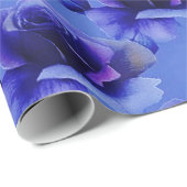Blaue Rose Blumenmuster-Papier Geschenkpapier (Rolleneckpunkt)