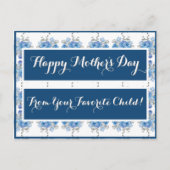 Blaue Rose Blumenmuster Postkarte (Vorderseite)