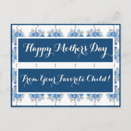 Blaue Rose Blumenmuster Postkarte