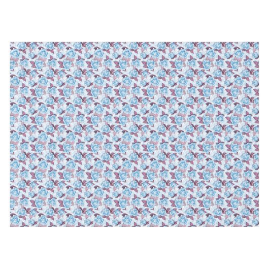 Blaue Rose. Blumenmuster Tischdecke (Vorderseite (Horizontal))