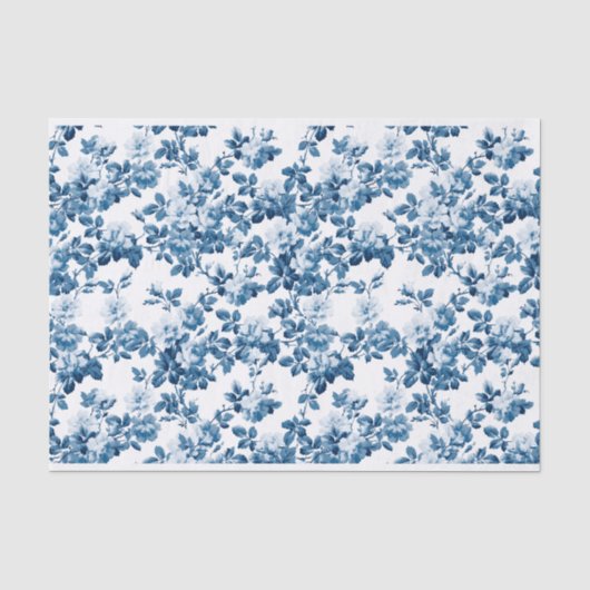 Blaue Rose Blumenrinde Blume Muster Seidenpapier (Vorderseite)