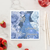 Blaue Rose Blütenweibchen Geburtstag Serviette (Beispiel)