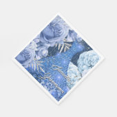 Blaue Rose Blütenweibchen Geburtstag Serviette (Ecke)