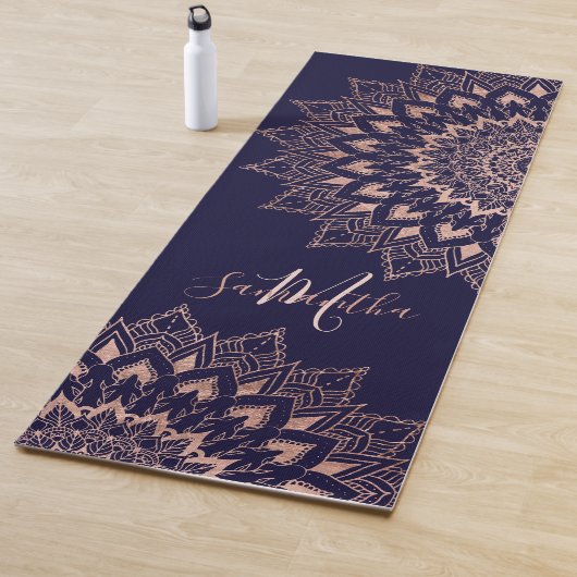 Blaue Rose Boho mandala Monogramm Yogamatte (Beispiel)