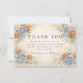 Blaue Rose Botanische Hochzeit Dankeskarte (Vorderseite)