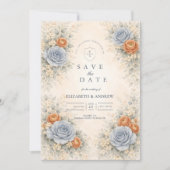 Blaue Rose Botanische Hochzeit Save The Date (Vorderseite)