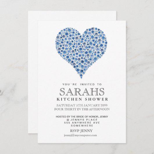 Blaue Rose Brautparty Party laden Einladung (Vorne/Hinten)