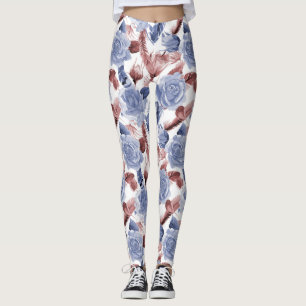 Blaue Rose/Bronze Wasserfarbe Leggings Frauen