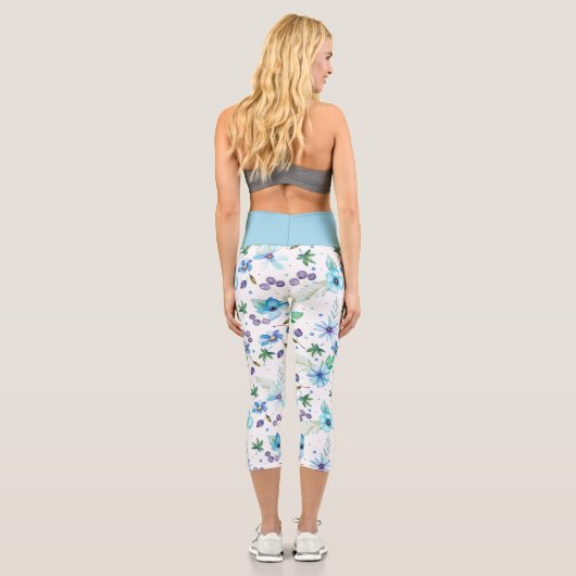 Blaue Rose Capri Leggings (Rückseite)