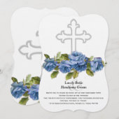 Blaue Rose Christliche Hochzeit Einladung (Vorne/Hinten)