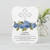 Blaue Rose Christliche Hochzeit Einladung (Stehend Vorderseite)