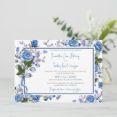 Blaue Rose Einladung Hochzeit (Stehend Vorderseite)