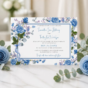 Blaue Rose Einladung Hochzeit