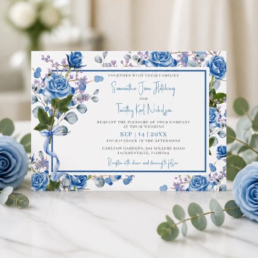 Blaue Rose Einladung Hochzeit