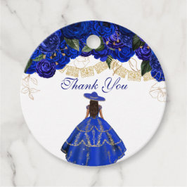Blaue Rose Elegante Flora Charro Quinceanera Geschenkanhänger