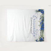 Blaue Rose Eukalyptus Elegantes Quinceanera Hinter Wandteppich (Vorderseite (Horizontal))