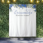 Blaue Rose Eukalyptus Elegantes Quinceanera Hinter Wandteppich