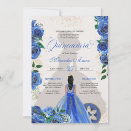 Blaue Rose Extravagant Quinceanera Western Charro Einladung