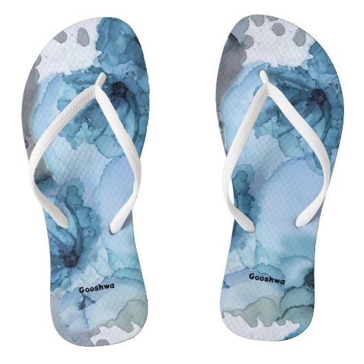 Blaue Rose Flip Flops, schlanke Riemen Badesandalen (Fußbett)