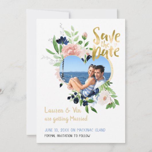 Blaue Rose Foto Speichern Sie das Datum Save The Date (Vorderseite)