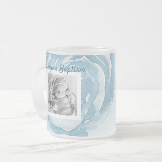 Blaue Rose funkeln Taufe Mattglastasse (Vorderseite Links)