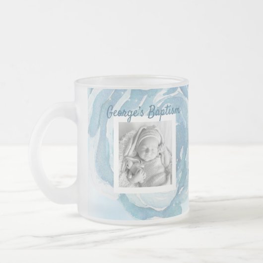 Blaue Rose funkeln Taufe Mattglastasse (Links)