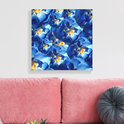 Blaue Rose gepackte Canvas Leinwanddruck (Insitu (Wohnzimmer))