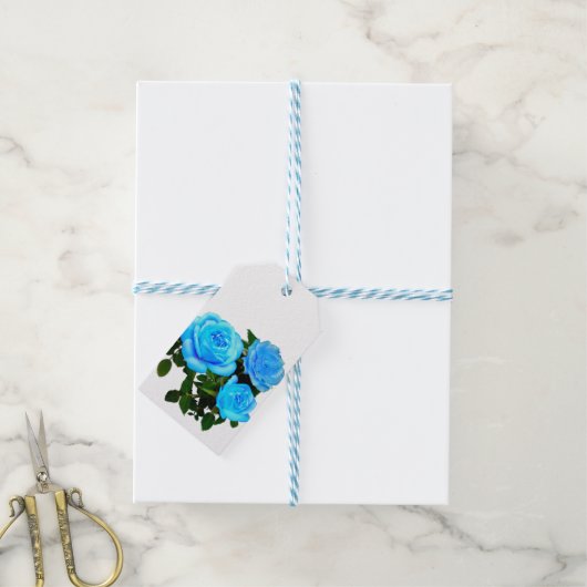 Blaue Rose Geschenkanhänger (Mit Garn)