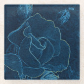 Blaue Rose Glasuntersetzer (Vorderseite)