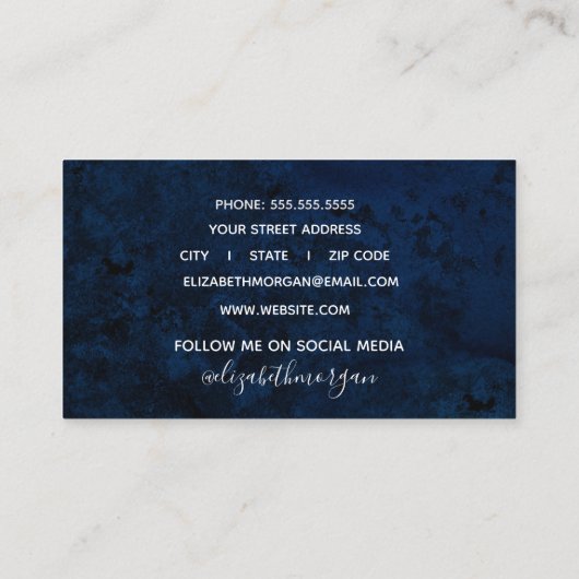 Blaue Rose Gold Agate Geode Wasserfarbenmarmor Visitenkarte (Rückseite)