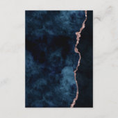 Blaue Rose Gold Foil Agate Hochzeitsfahrt Begleitkarte (Rückseite)